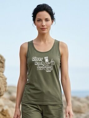 EUC Women’s River Rock Roasting Co. Gray Graphic Tank Top LaVerkin UT - Size M